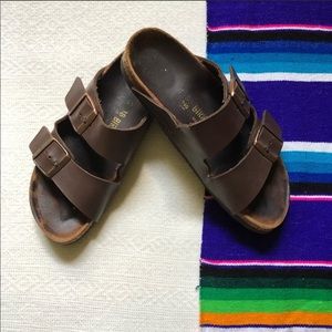 Birkenstocks brown leather straps size 38